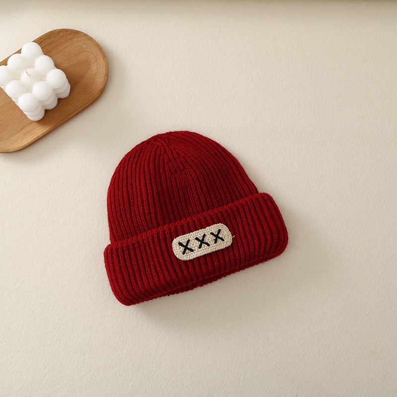 Unisex Autumn and winter children's woolen hats Boys and girls fashion letter melon hats large children's candy-colored knitted hats trend_voghion.com