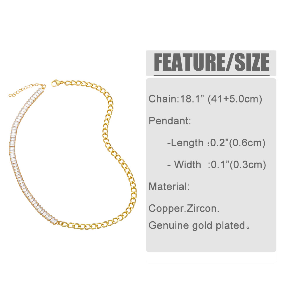 Copper Zircon Necklace Female European And American Stitching Clavicle Chain Bracelet display picture 1