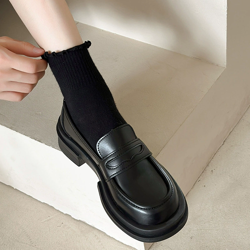 Женские кожаные туфли в британском стиле на толстой подошве, лоферы из натуральной кожи, новые мягкие слипоны Мэри Джейн на весну 2025 года.