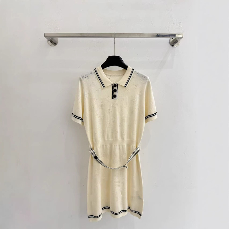 Nanyou Haute Couture 26 Spring/Summer New Wool Short-Sleeve Knitted Elegant Fashionable Waist-Cinching Chanel-Style Dress for Women