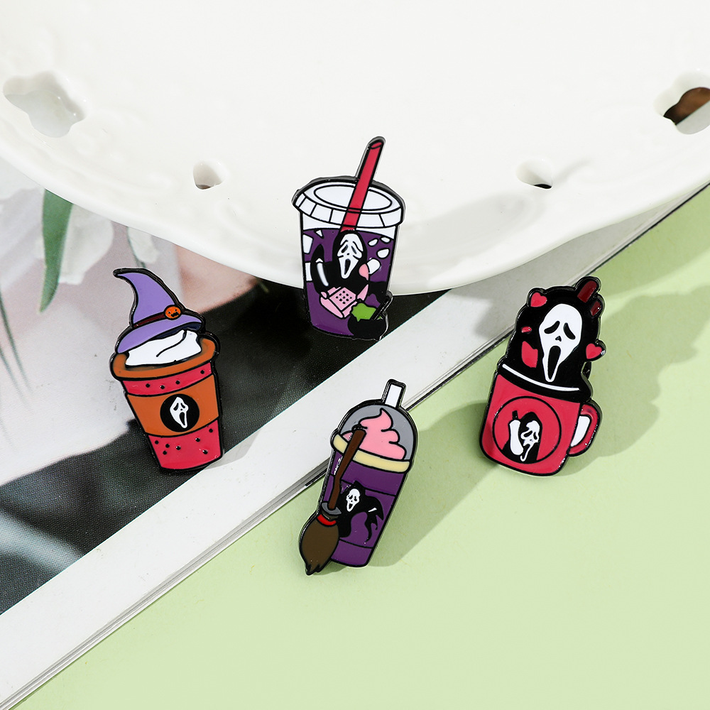 Funny Cartoon Cup Skull Alloy Enamel Unisex Brooches display picture 4