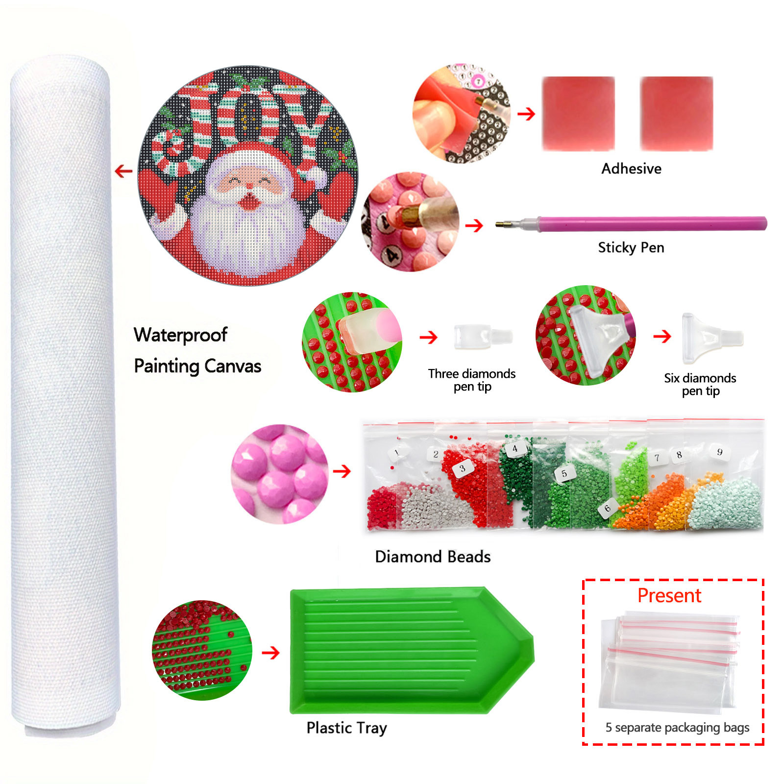 Kit de materiales DIY para pintura de diamantes hecha a mano de Papá Noel, decoración del hogar, superventas transfronterizo, venta al por mayor