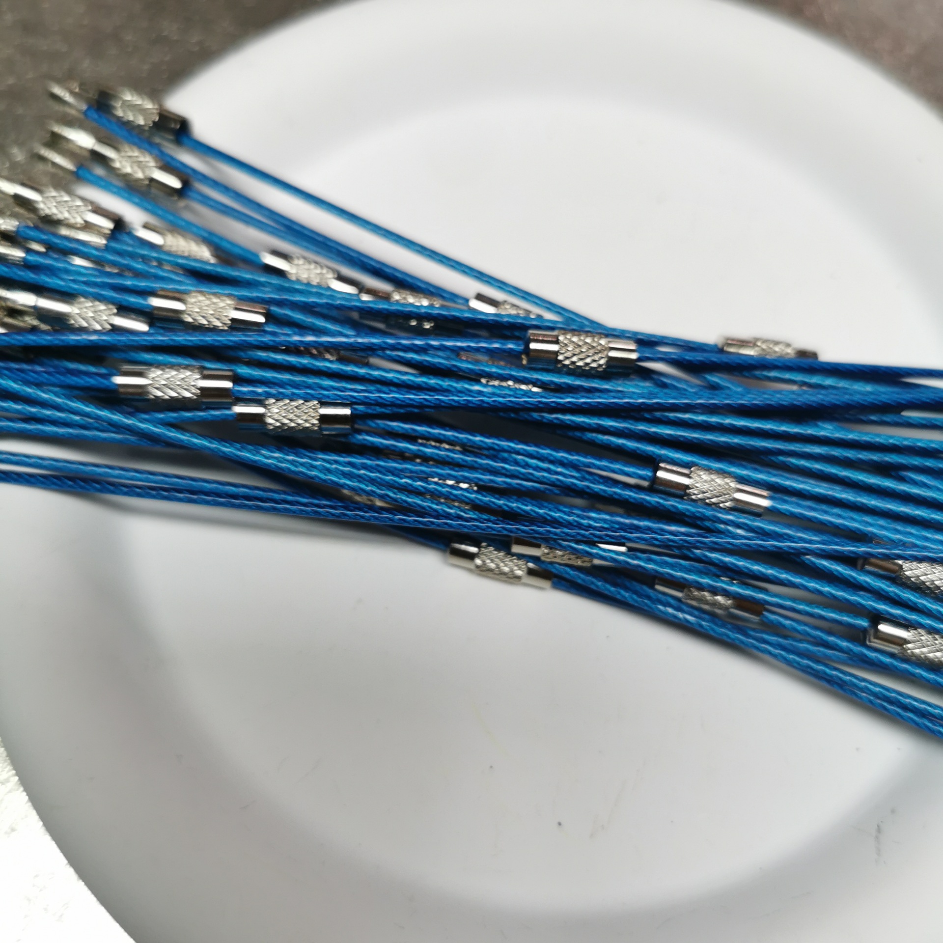 25 色メーカー卸売キャンディーカラーキーホルダーカラーペイントワイヤーロープ DIY タグ漫画キーストラップ