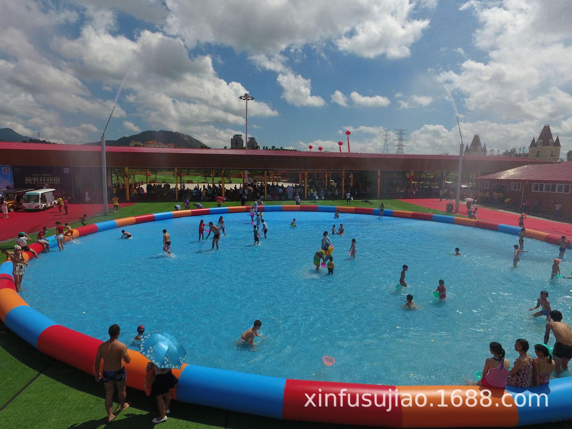 Gran piscina inflable jardín de infantes piscina de pesca para niños Piscina al aire libre tobogán Parque Acuático