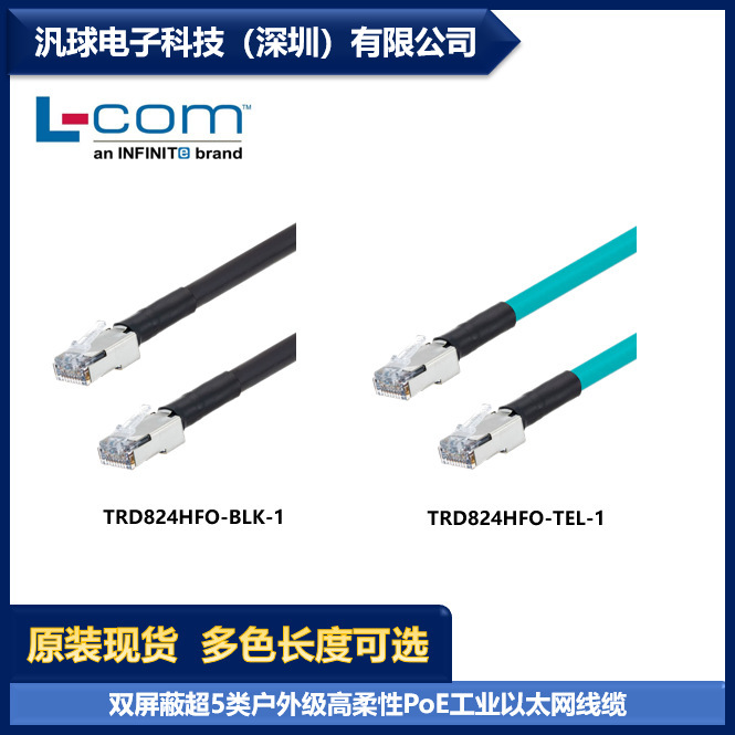 L-Com Trd824Hfo Double Shielded Category 5E Outdoor Grade High Flexible Poe Industrial Ethernet Cable in Stock