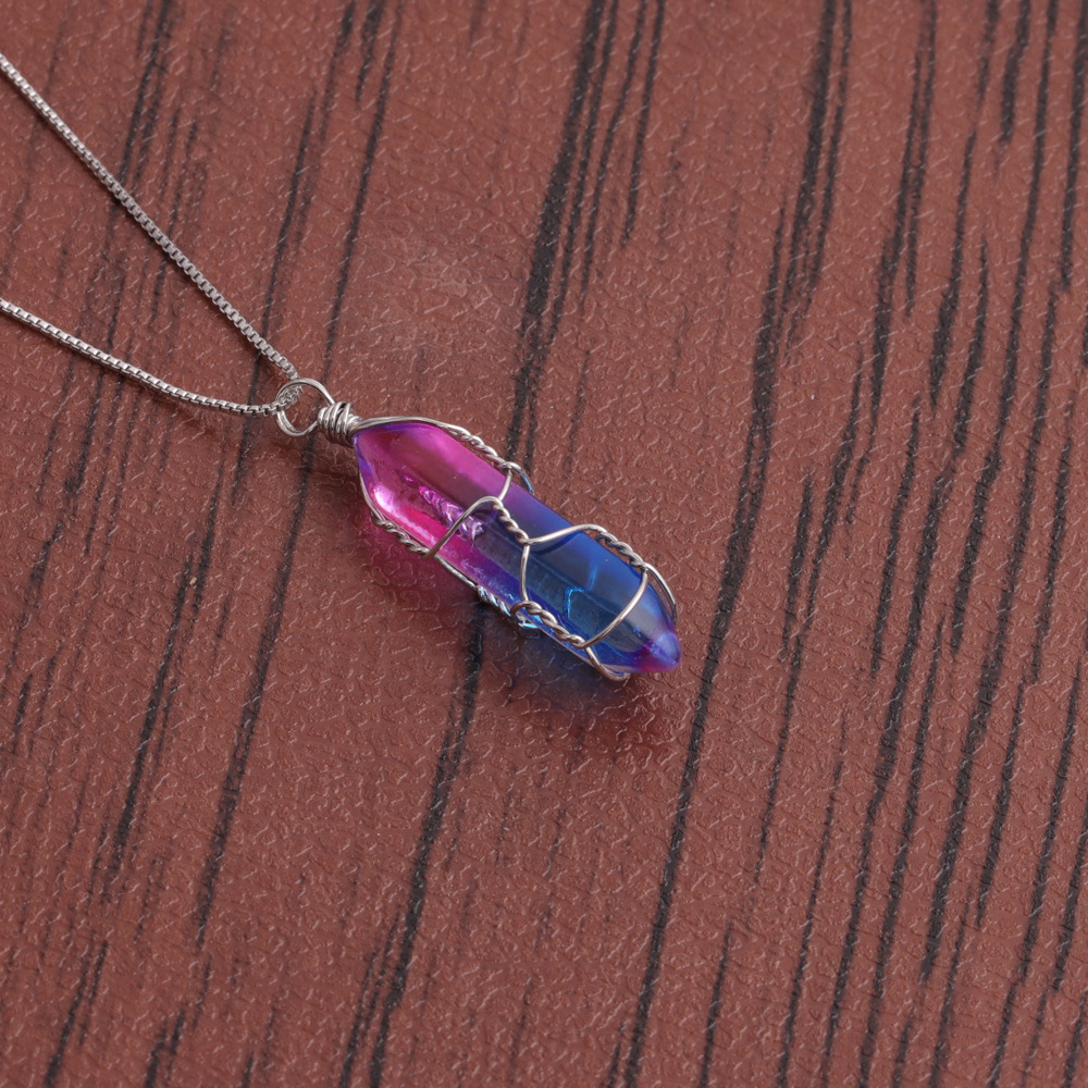 wholesale jewelry blue crystal pendants copper necklace Nihaojewelry
