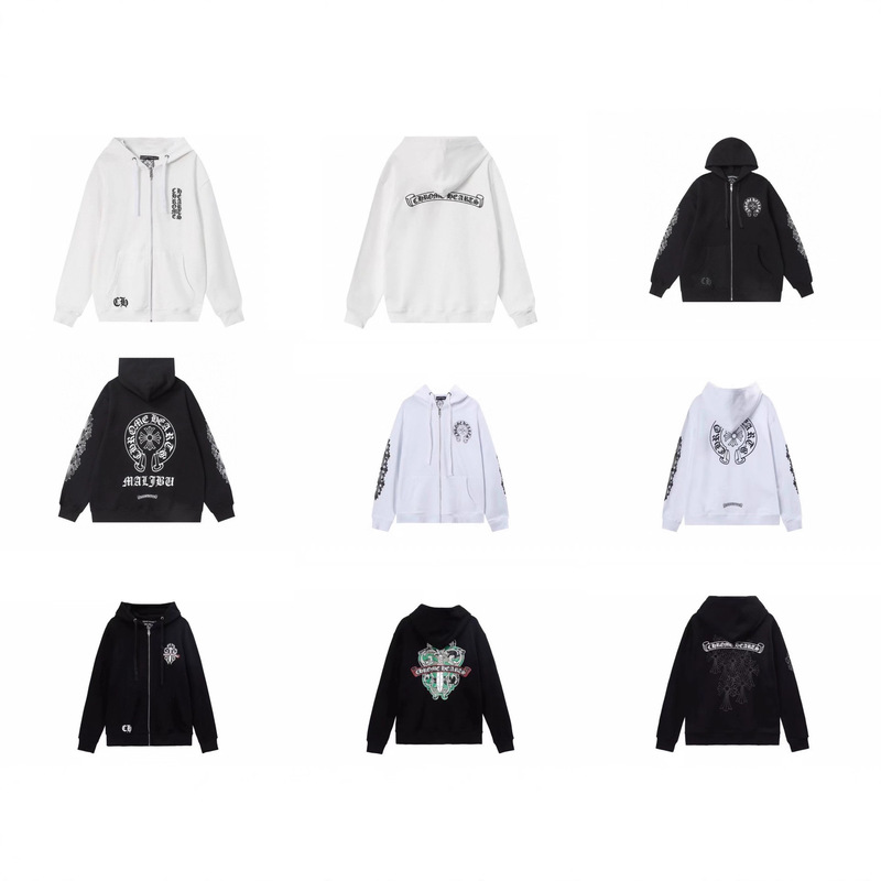 Correct Version of Ch Crowe's New Autumn and Winter Cross Horseshoe Sanskrit Zipper Hooded Sweatshirt for Couples Correct Version of Ch Crowe's New Autumn and Winter Cross Horseshoe Sanskrit Zipper Hooded Sweatshirt for Couples