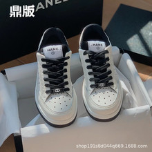 小香风系带小白鞋女2023新款休闲板鞋皮面透气运动鞋子黑白熊猫鞋