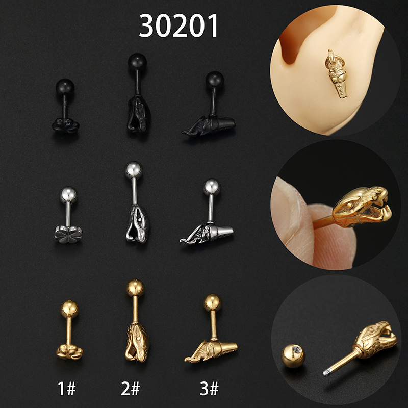 Fashion Snake Stainless Steel Plating Ear Studs 1 Piece display picture 1