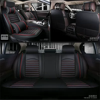 Modelə uyğun (Original) oturacaq örtükləri, Four Seasons Leather Seat - black-and-red-five-seat-whole-car-including-2-neck-pillows-and-2-headrest-pillows