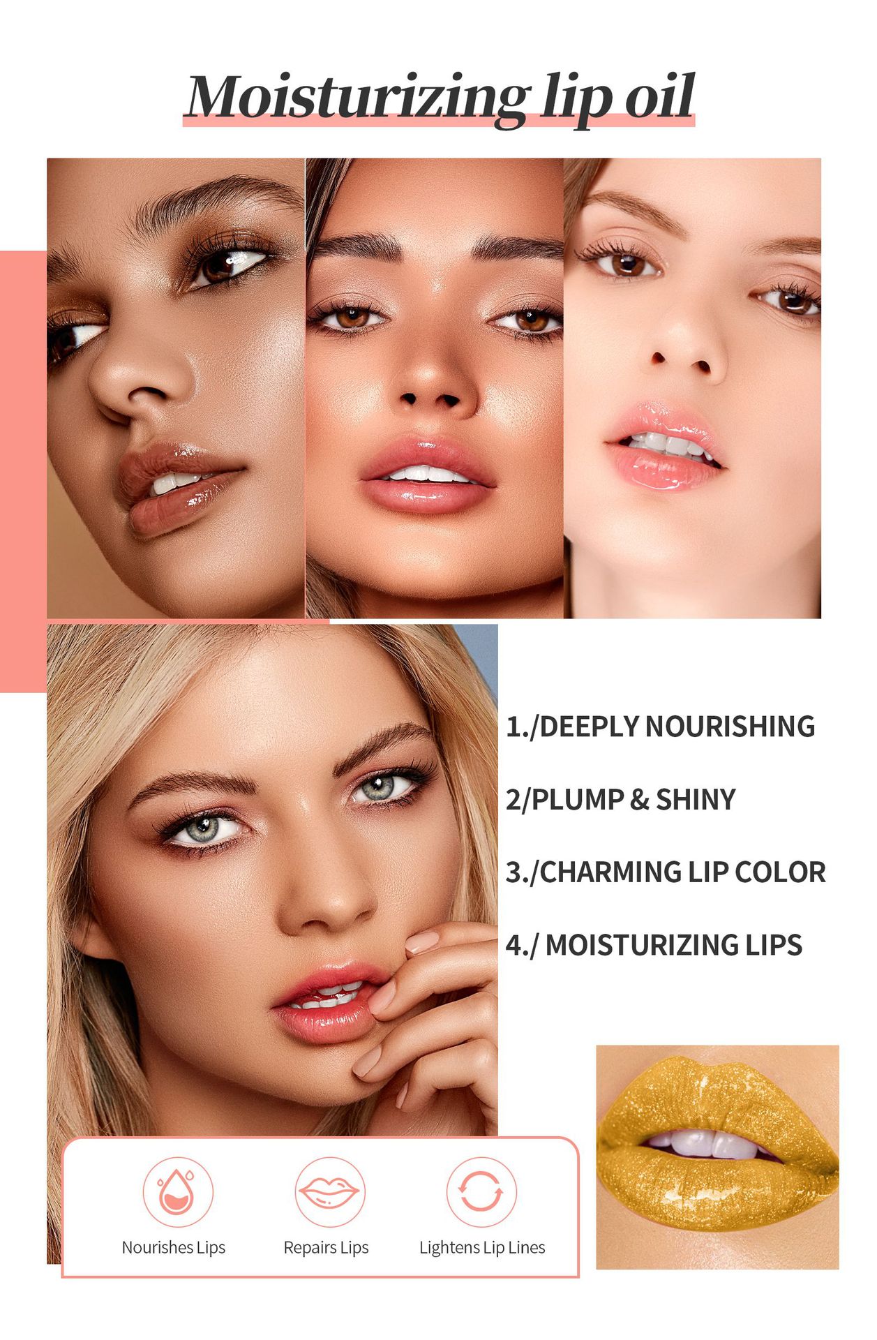 QIC Qini Lip Moisturizing Oil Moisturizing Lip Balm Transparent Dudu Lip Gloss Glass Lip Moisturizing Oil Cross-border bestsellers undefined