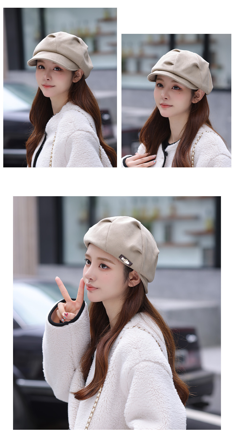 Women's Elegant Basic Solid Color Wide Eaves Beret Hat display picture 4