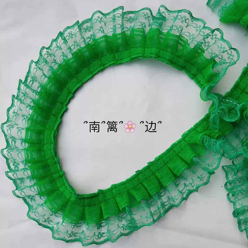 Dual‑layer ruffled lace trim, 4.5 cm wide, decorative sewing ribbon
