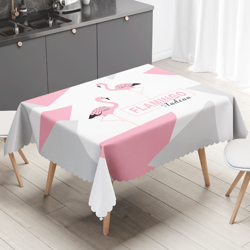 北歐ins風火烈鳥桌布茶幾電視櫃布藝長方形台布家用餐桌墊
