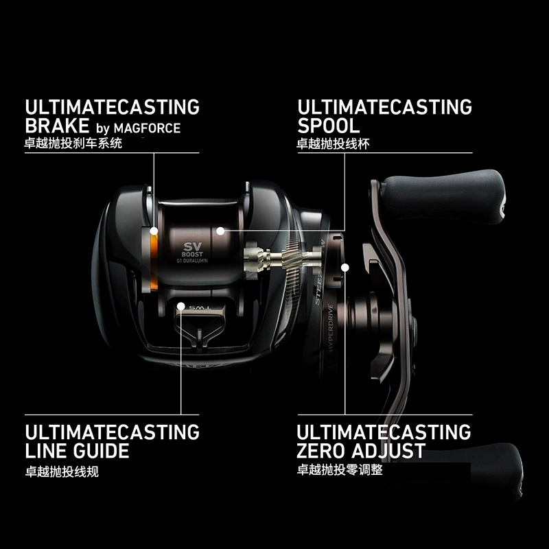 Baitcasting reel (DAIWA) Steez SV TW 24, multiple gear ratios 6.7–8.5:1, right/left hand