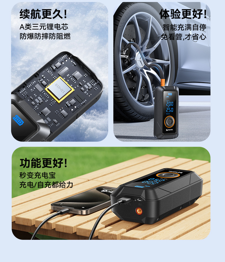 [Pl01] Buwei Car Air Pump Portable Inflator Tire Inflator Pressure Gauge Type Inflator