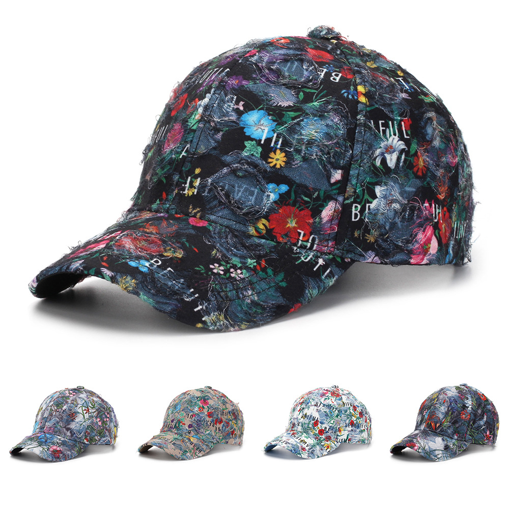 Ethnic Style Floral Baseball Cap For Women Sun Protection Hat_voghion.com