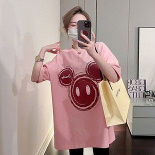 2024 Spring and Summer Korean Style Pure Cotton Short-Sleeved T-Shirt Fat mm Covering Flesh Bottoming Shirt Large Size Casual