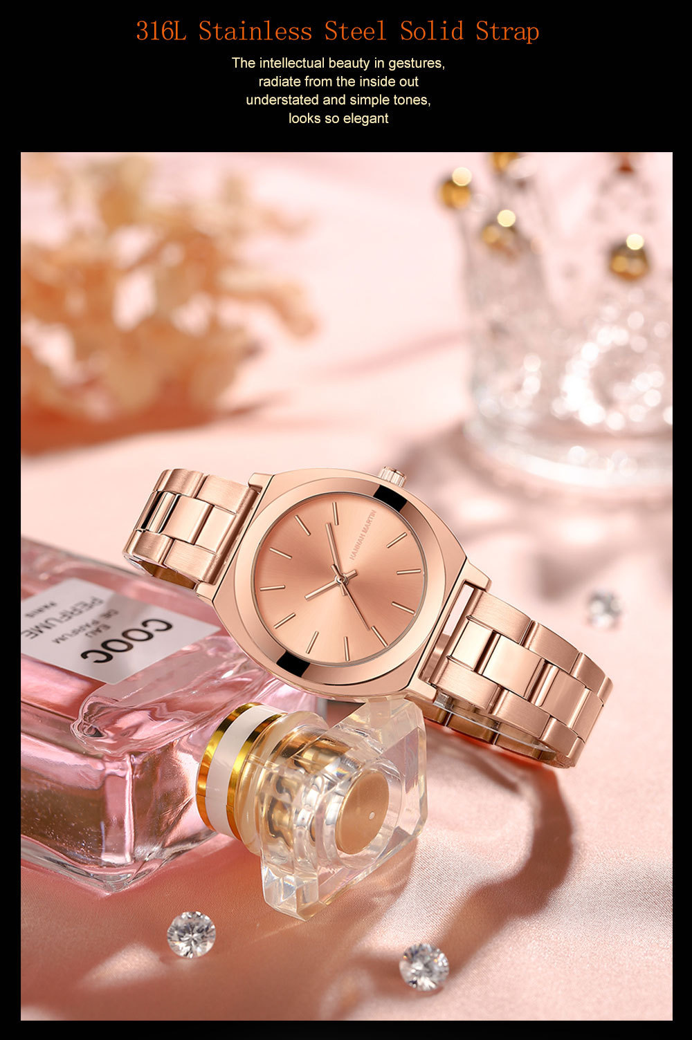 Movement Waterproof Watch With Steel Strap Women's Casual Butterfly Clasp Quartz Watch_voghion.com