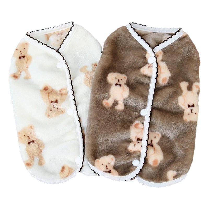 Осень и зима 2023 новая одежда для собак Бархатный жилет с медведем Crescent Teddy Bome Милая Одежда для собак в наличии