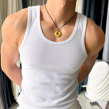 夏季美式轻薄运动健身粗螺纹工字背心男跑步训练弹力修身吸汗透气