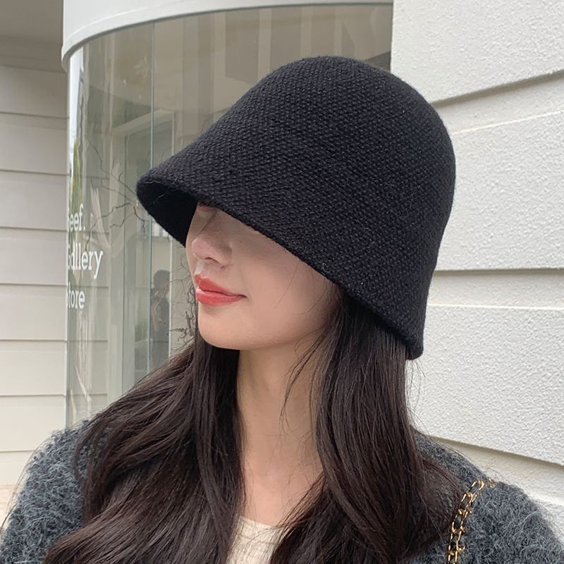 日系羊羔毛水桶帽子女冬季韩系素颜百搭盆帽显脸小保暖护耳渔夫帽|undefined