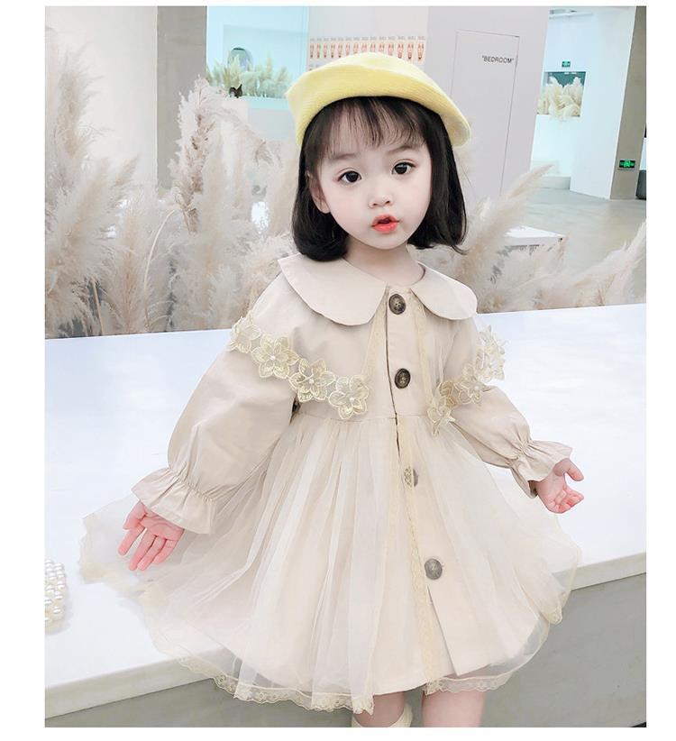 女童秋裝披紗風衣2022秋季新款兒童紗裙女寶寶春款洋氣連衣裙外套