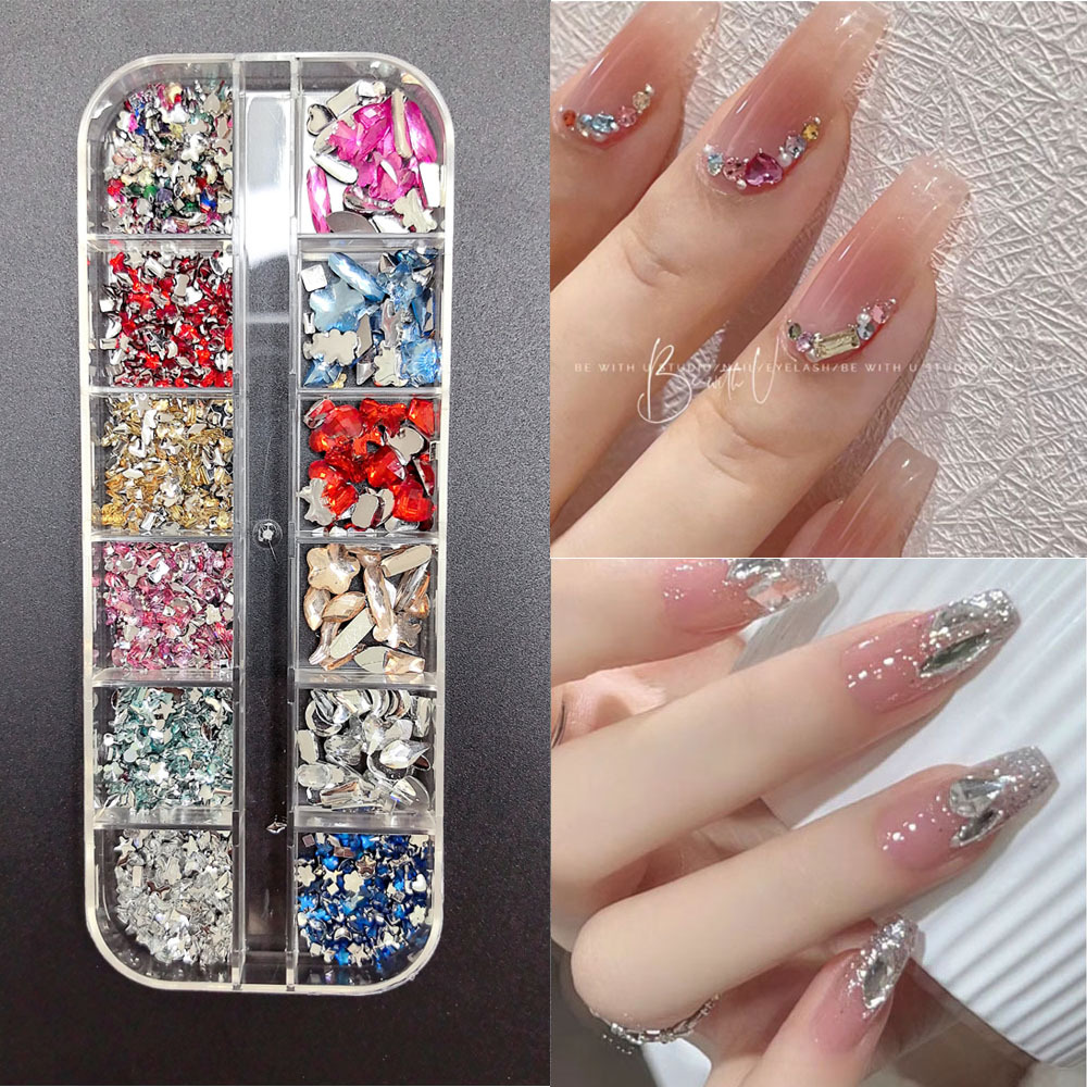 Accesorios para uñas Mini diamantes para uñas Diamantes planos de forma especial Blanco rosa champán Accesorios para uñas súper brillantes