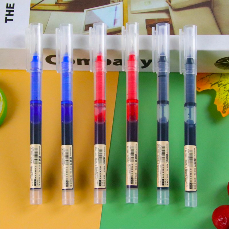 Classic Quick-Drying Ball Pen Straight Liquid Gel Pen Large Capacity Student Brush Question Pen Office Water-Based Signature Pen Wholesale