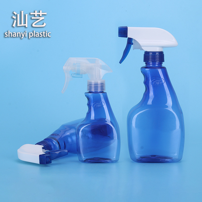 新款出口洗涤包材 pet瓶按压式喷枪泵头塑料瓶套装消毒喷雾清洁瓶