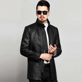 2024秋冬真皮皮衣男士立领中长款绵羊皮外套男中老年海宁皮风衣夹