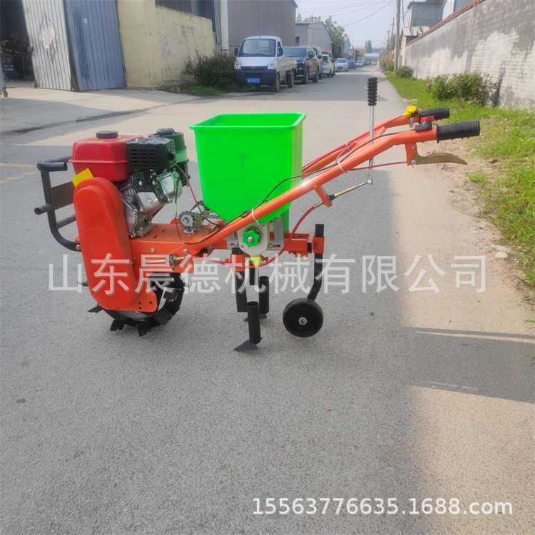 小型玉米播种机 双行独轮手推黄豆耘播汽油施肥机