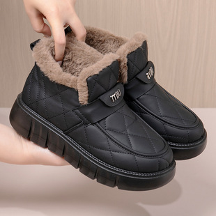 2025 Winter New Thick-Soled Non-Slip Fashionable Cotton Boots Women's Casual Shoes Fleece-Lined Thickeneded Warm Large Cotton Snow Boots