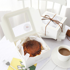 ins簡約4寸開窗巴斯克芝士蛋糕盒子紙杯蛋糕馬芬盒烘焙包裝西點盒