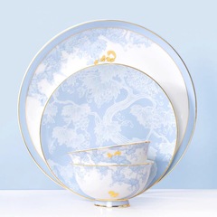 WBZ7 Forbidden City Squirrel Grape Pattern Pair of Bowls, Plate, Dish, Tableware Set, Household Practical Gift, Gold Painted Squirrel