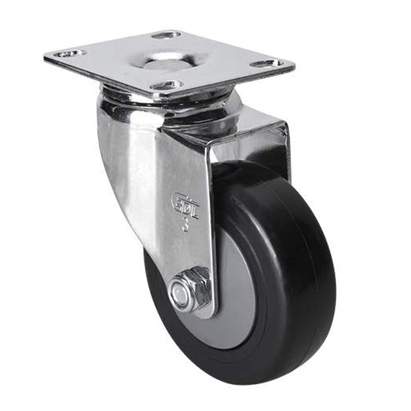 Rueda Giratoria Ligera Cromada de Poliuretano de 2.5, 3 y 4 Pulgadas, Direccional con Freno, para Carritos
