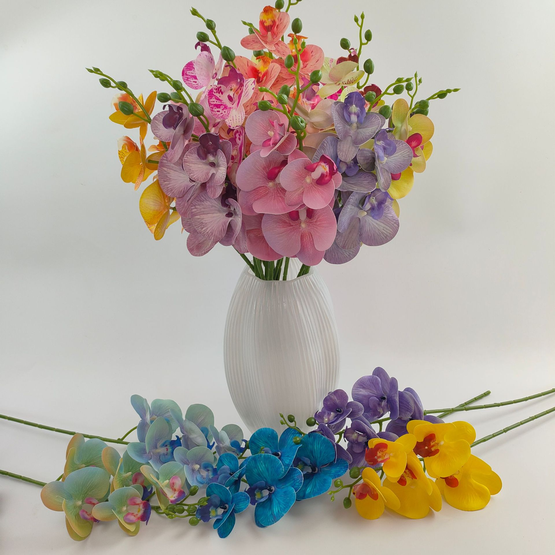 Phalaenopsis Artificial Flower 3D Printing Artificial Flower Wedding Flower Arrangement Wedding Decoration Home Hotel Outdoor Landscaping Wholesale