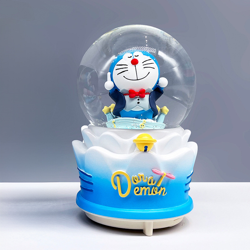 Caja de música de bola de cristal de Kapibala ingenua y linda, adornos de escritorio luminosos, nieve que cae, regalo de cumpleaños para estudiantes y niños