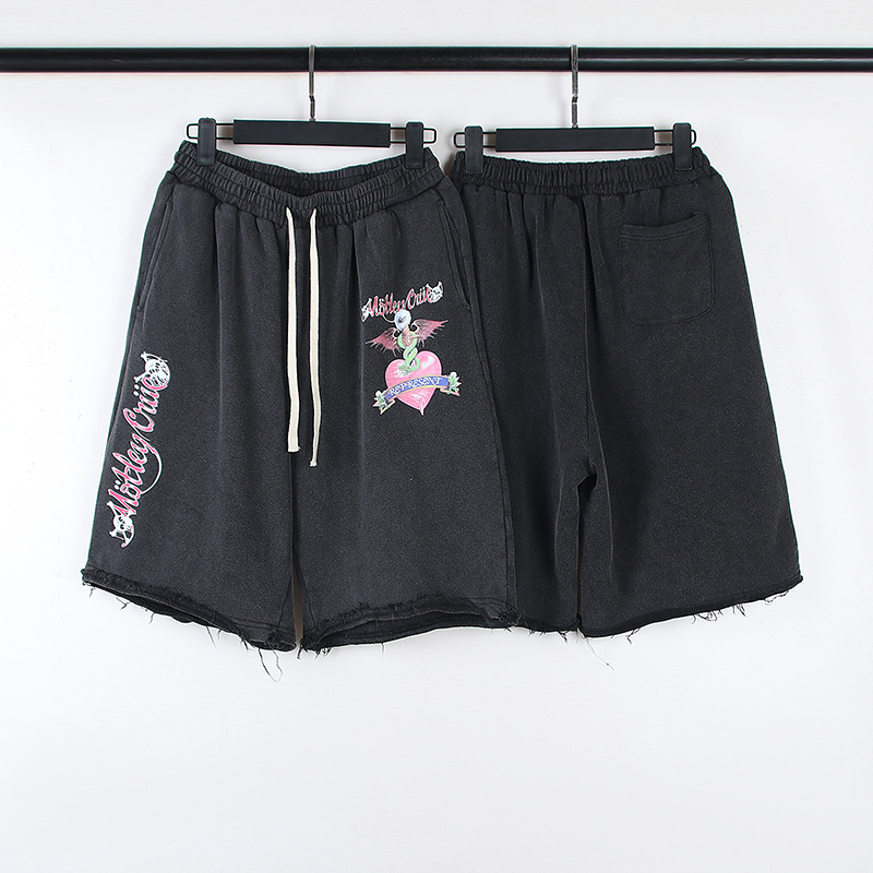 Motley Crue Band Monster Skull Print Washed Antique Rouge Shorts Unisex Loose
