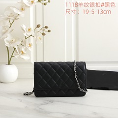 欧美时尚经典款包包斜挎单肩包淑女百搭链条包羊纹银扣小香包外贸