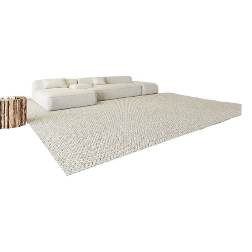 Alfombra de lana de Nueva Zelanda, mesa de centro de sala de estar, color sólido, color liso, lujo ligero, sentido minimalista, tapete de dormitorio blanco de alta gama, toda la tienda