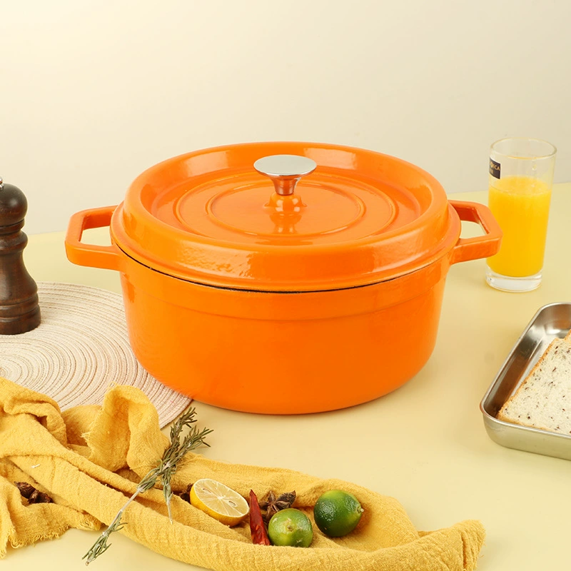 Эмалированный индукционный котелок для дома, кастрюля для морепродуктов, тушения и супа, 24 см, литая кастрюля, соусник, кастрюля для варки супа
