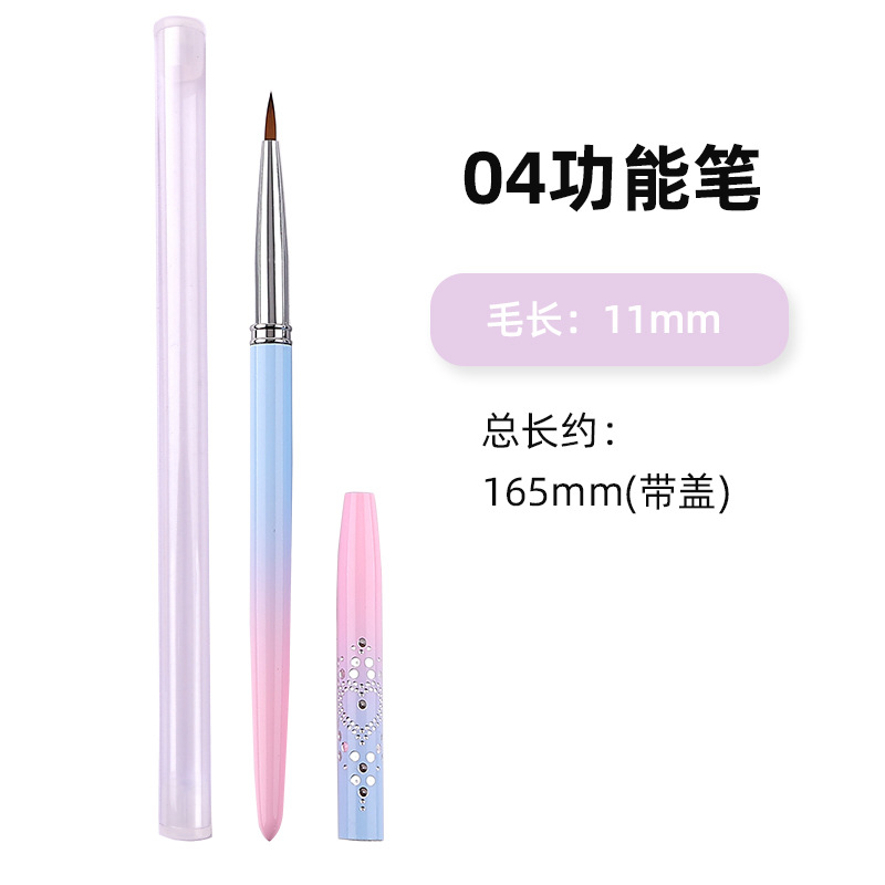 Juego de bolígrafos de uñas de punto transfronterizo, juego completo de 15 hilos de tracción, brocha de fototerapia de cristal tallado, cepillo de herramientas para uñas