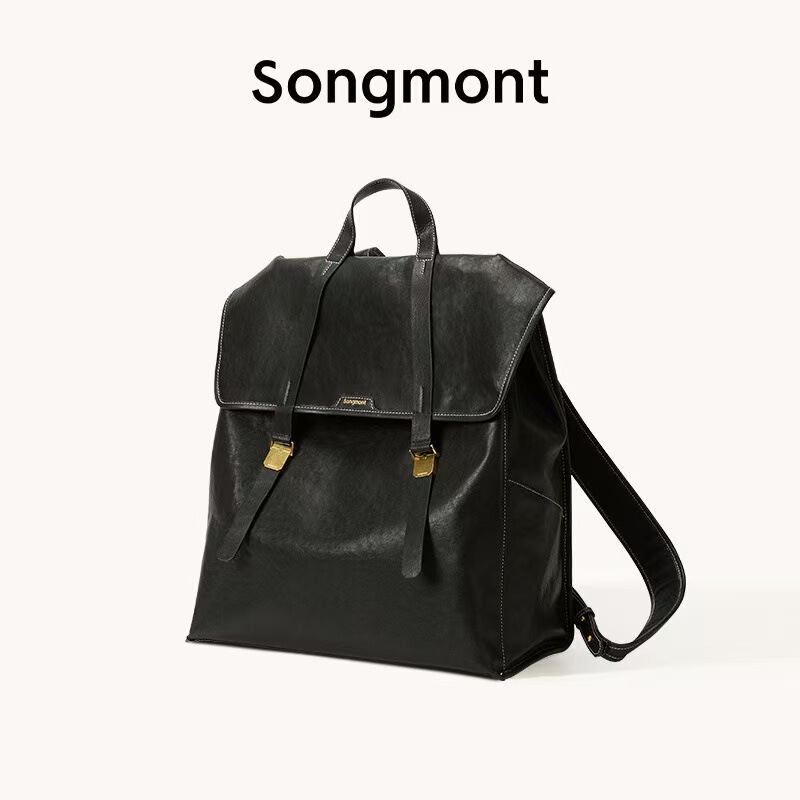 Songmont 山下有松山 Xingmiye シリーズ 縦型大型バックパック デニム キャンバス レザー アウトドア バックパック|undefined