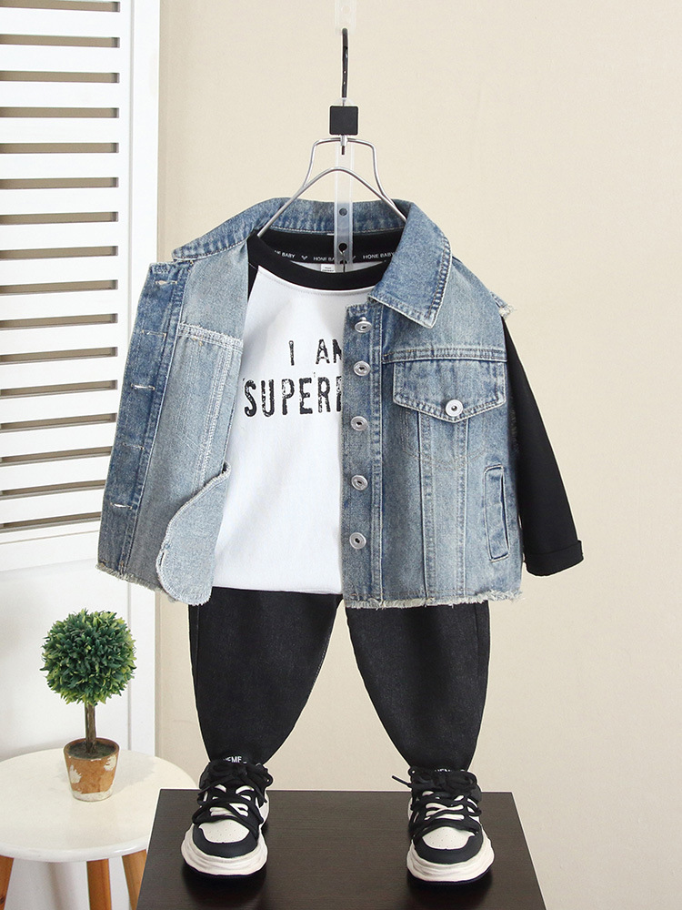 6261 Chaleco de mezclilla de primavera y otoño para niños Ropa exterior de chaleco de moda de otoño 2025 nuevo top de bebé image 4