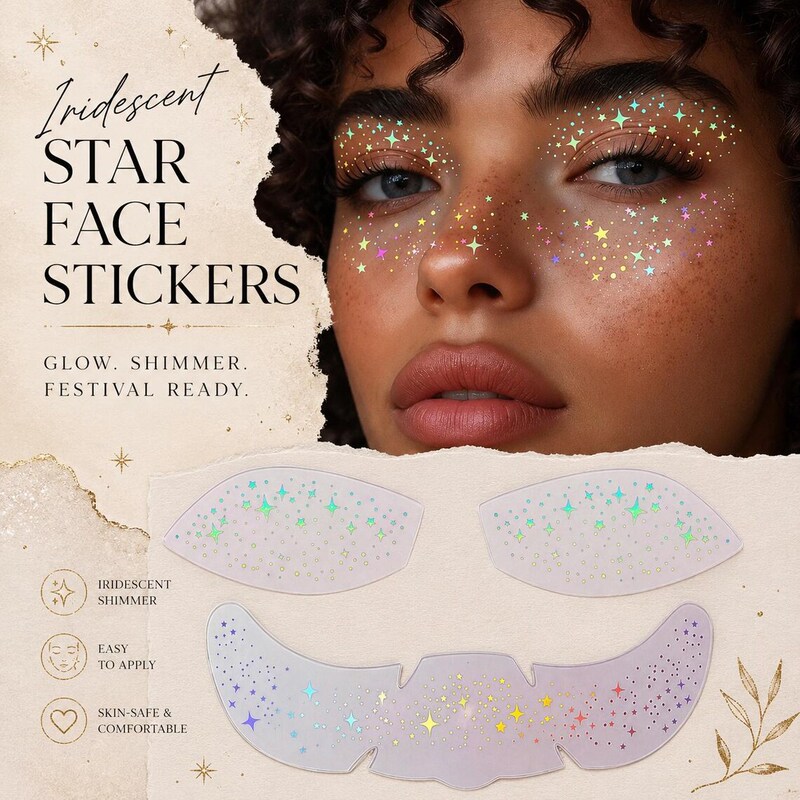 Popular Rose Gold Freckle Tattoo Stickers with Gold and Silver Foil for Party Glitter Face Makeup Temporary Tattoo Stickers
