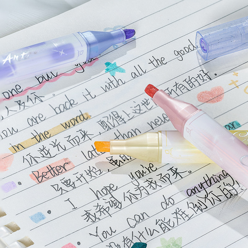 Resaltador de color de alto valor, cabeza redonda, cabeza oblicua, negrita, bolígrafo de marcado clave para estudiantes de gran capacidad, bolígrafo de cuenta manual, regalo
