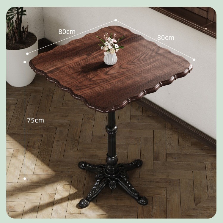 Mesa y silla de cafetería americana retro francesa panadería de comida ligera dulces tienda de azúcar y agua bistrona mesa de madera maciza image 38