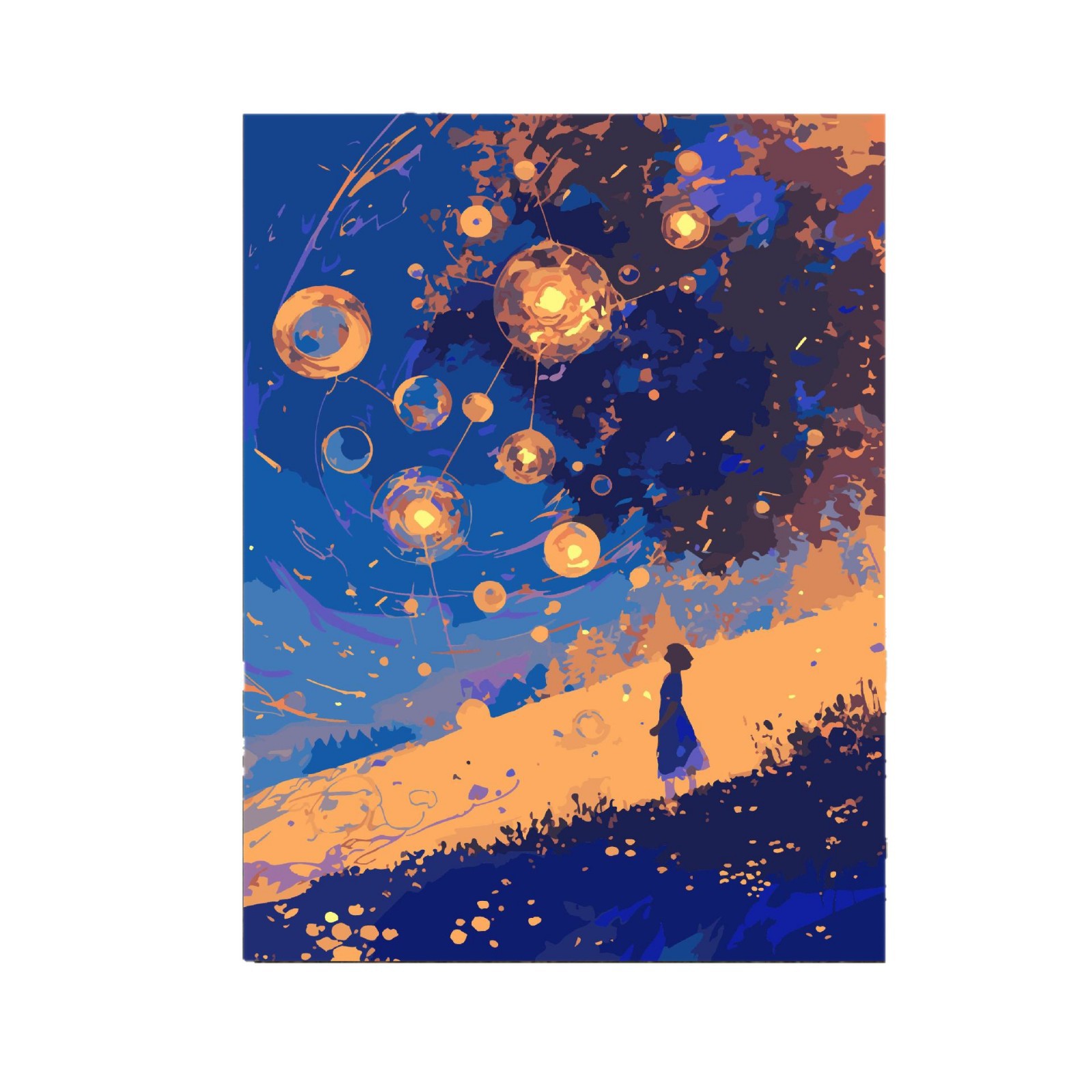 Mar de estrellas pinturas al óleo digitales di relleno pintura al óleo dibujos animados abstracto sentido avanzado descompresión pintura a mano color rico