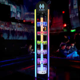 酒吧发光鸡尾酒杯架60孔旋转杯架KTV香槟七彩酒架斗酒子弹杯架子